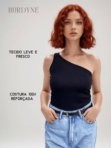 Kit 4 Basic Ribbed Mule Manca Tank Top Gringa Women's Summer Blouse - 彩色 - 查看 8