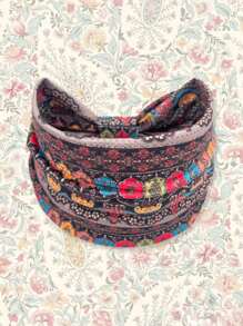 1pc Women Bohemian Floral Print Wide Sports Headband, Sweat Absorbent & Anti-Slip For Exercise, Fitness Hair Band Turban Headband Sweatband Fall Winter Hair Accessories For Women Bows For Vacation Outfits Woman Elegant Scarf Women Bandana Soft Headwrap - Multicolor - View 16