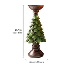 1pc Christmas Desktop Or Window Display Faux Resin Christmas Tree Statue Decor, Resin Material Home Decor Accessory For Christmas Tree Ornament, Christmas Tree Shaped Candle Holder, Small Round Candle Decor For Theme Party, Restaurant And Christmas Celebration,Christmas