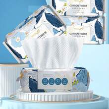 1包洗脸巾一次性洗脸巾加厚清洁干湿抽取式柔软毛巾珍珠纹卸妆巾 - 有花紋 - 查看 1