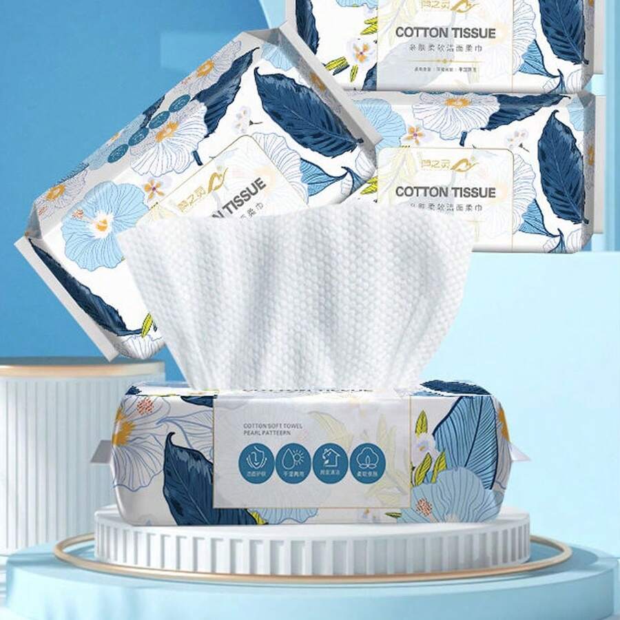 1包洗脸巾一次性洗脸巾加厚清洁干湿抽取式柔软毛巾珍珠纹卸妆巾 - 有花紋 - 查看 1
