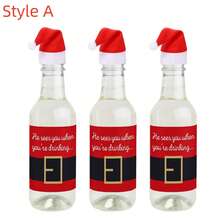 20pcs Christmas Wine Bottle Decoration Set Santa Belt Stickers Mini Wine And Champagne Bottle Label Stickers And Santa Hats Christmas Gift Decoration(10 Hats 10 Stickers)