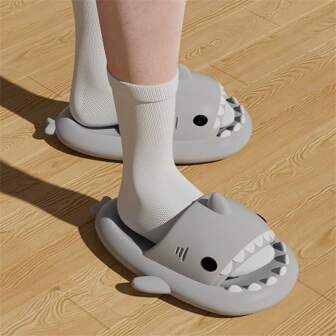 Wuxi lateness time co., ltd Shark Shaped Anti-Slip Cartoon Slippers For Adults, Couples, Indoor Or Outdoor Use