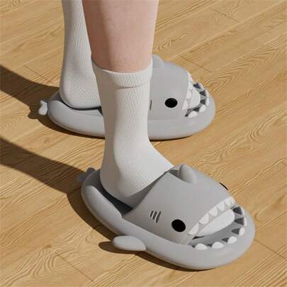 Wuxi lateness time co., ltd Shark Shaped Anti-Slip Cartoon Slippers For Adults, Couples, Indoor Or Outdoor Use