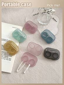XIANG YU 1/3/5件复古别致糖果色迷你隐形眼镜盒彩色隐形眼镜盒套装带镜子小巧便携浸泡收纳套装眼部隐形眼镜彩色隐形眼镜万圣节
