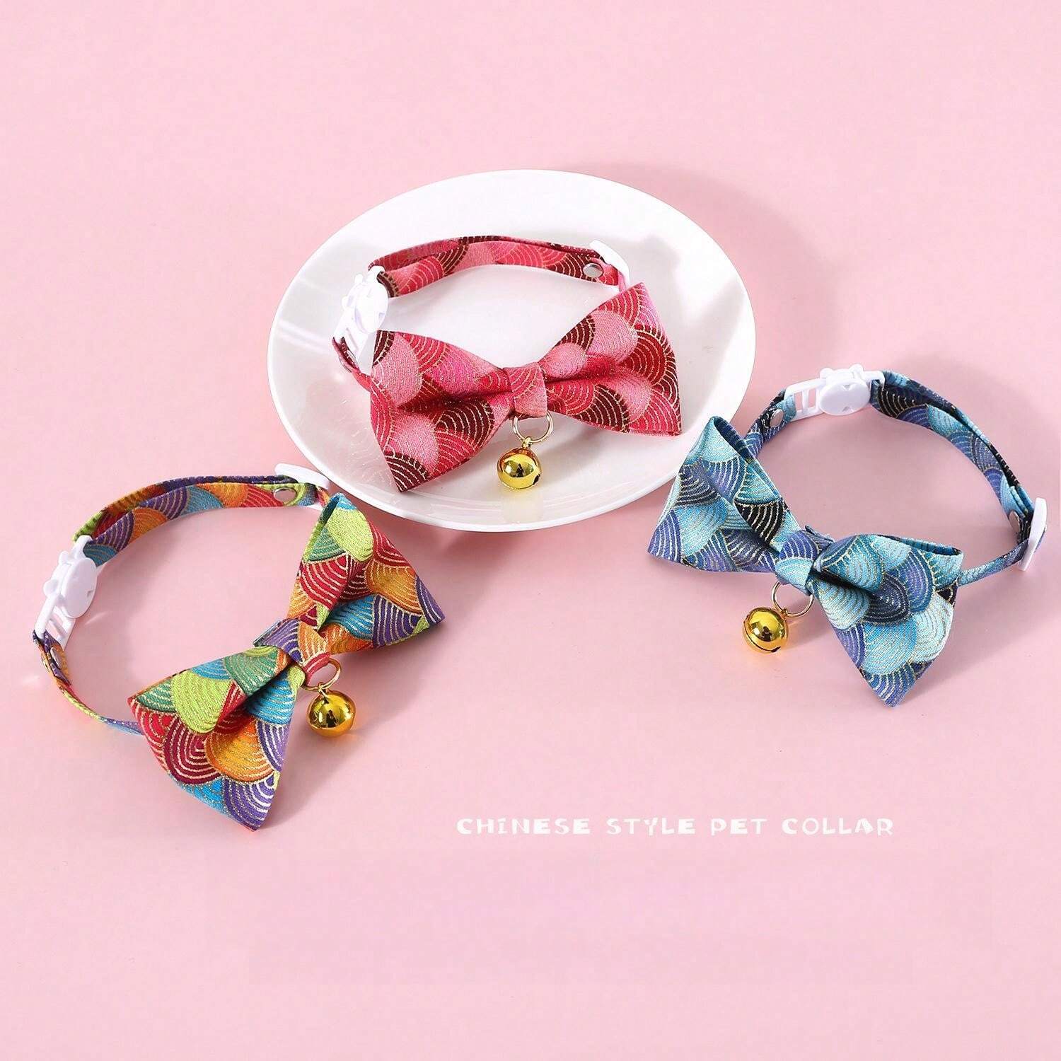 Adjustable Pet Collar With Chinese Auspicious Cloud Foil Print, Anti