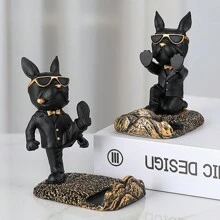 1 件树脂制作的法国斗牛犬小雕像手机支架，实用的家居装饰配件最佳礼物 - 彩色 - 查看 1