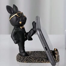 1 件树脂制作的法国斗牛犬小雕像手机支架，实用的家居装饰配件最佳礼物 - 彩色 - 查看 4