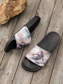 1 双男士一脚蹬拖鞋，全新设计夏季户外个性化凉鞋，男女通用家居防水舒适大码休闲家居拖鞋，黑色猴王图案，适合青少年，夏季休闲或户外运动或度假旅行或毕业礼物或生日礼服配饰 - 彩色 - 查看 11