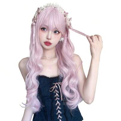 alicegarden 1 Bộ tóc giả tổng hợp chịu nhiệt màu hồng, dài 26 inch, làm từ sợi, thích hợp sử dụng hàng ngày, tóc giả tự nhiên và chân thực (không bao gồm phụ kiện)