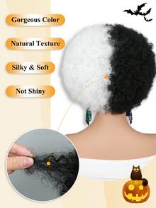 Tóc giả Afro đen trắng thập niên 70 Tóc giả xoăn cho phụ nữ Tóc giả Afro không keo Tóc giả dài bồng bềnh và mềm mại trông tự nhiên Tóc giả Afro phồng lớn có mái Tóc giả Afro bằng tóc tổng hợp dùng hàng ngày (Đen trắng) - Đen và trắng - Xem 5