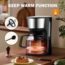 Electric Drip Coffee Maker, With Reusable Filter, LCD Display, 24 Hour Programmable, Auto Shut-Off, 1.5L Capacity (12 Cups), Keeps Coffee Hot For 40 Minutes, 800W - 查看 4