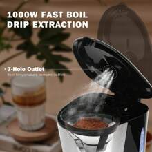 Electric Drip Coffee Maker, With Reusable Filter, LCD Display, 24 Hour Programmable, Auto Shut-Off, 1.5L Capacity (12 Cups), Keeps Coffee Hot For 40 Minutes, 800W - 查看 3