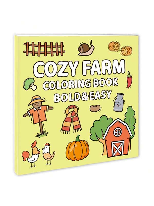 1 Livro de colorir infantil de fazenda de vegetais com desenho animado, livro de colorir para rabiscos, presente de aniversário e feriado, livro de colorir de fazenda aconchegante
