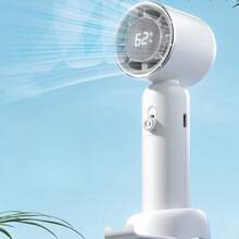 Portable Fan Rechargeable Mini Fan With Lanyard Visual Wind Speed Adjustment Wind Power Display Long Battery Life For Work And Outdoor Sports - 綠色 - 查看 2