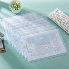 10pcs A4-Sized DIY-Eligible Plastic Button-Seal File Bags In Morandi Colors; Thickened With Large Capacity For Documents, Papers, Exams, Etc.; Transparent And 1mm-Thick.