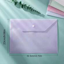 10pcs A4-Sized DIY-Eligible Plastic Button-Seal File Bags In Morandi Colors; Thickened With Large Capacity For Documents, Papers, Exams, Etc.; Transparent And 1mm-Thick.
