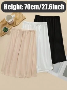3 pièces/1 pièce, intérieur pour femmes, antistatique et anti-reflet, couleur unie, plusieurs tailles, bord plat, style dentelle, doublure, mi-corps, jupon, jupe taille, ceinture taille été, école automne, automne, Halloween