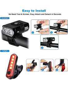 Bicycle Front Light USB Rechargeable, 6 Modes Bicycle Headlight And 4 Modes Tail Light Set, High Lumen Super Bright Bicycle Light, Waterproof Bicycle Front And Rear Lights, Suitable For Road, Mountain, And Night Riding.