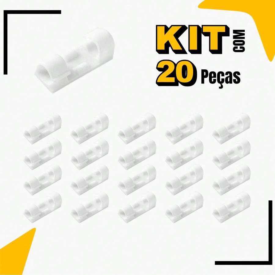 Kit 20 SelfAdhesive Wire Management Fixing Plastic Organizer For Wires