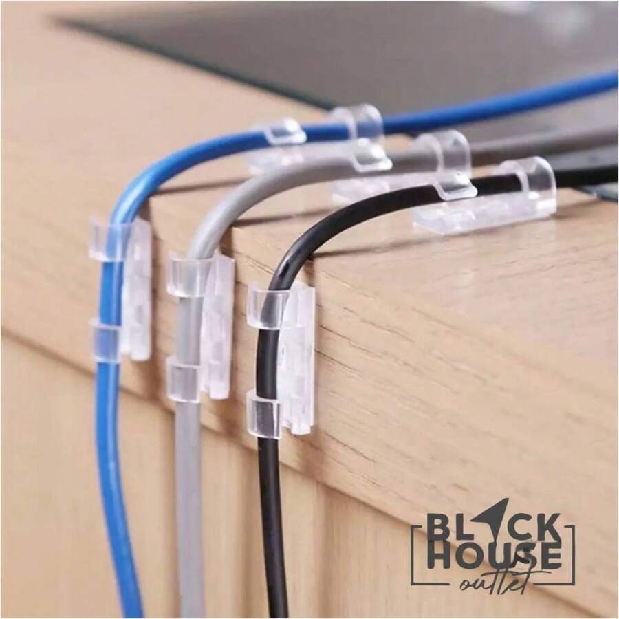 Kit 20 SelfAdhesive Wire Management Fixing Plastic Organizer For Wires