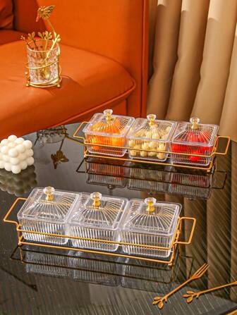 1 套北欧简约塑料分隔水果盘、零食盘，用于糖果、干果、茶、派对托盘收纳盒