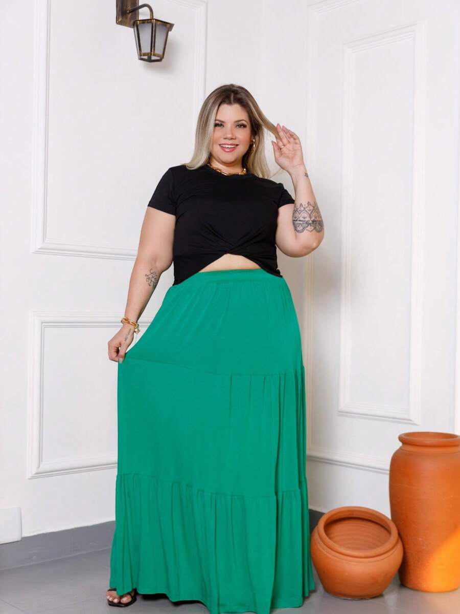 Saia Longa Plus Size Bababdo 3 Marias | SHEIN Brasil