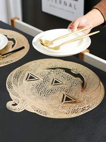 1-4 szt. Okrągłe proste podkładki z PCV, zmywalne, łatwe do czyszczenia, wycieranie, antypoślizgowe, odporne na ciepło, maty stołowe, słodka zaduma, eleganckie podkładki, ustawienie blatu, mata na stół w kuchni, świąteczne dekoracje weselne - Wielokolorowe - Zobacz 28