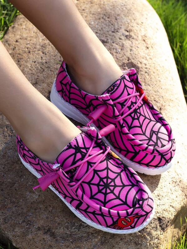 Rutschfeste, weichsohlige, lässige Outdoor-Loafers im Unisex-Design für Kinder, Spinnennetz-Graffiti-Muster, geeignet für Straße, Festival, Alltag, Lässig, Outdoor, Sport und niedliche Outfits, für alle Jahreszeiten