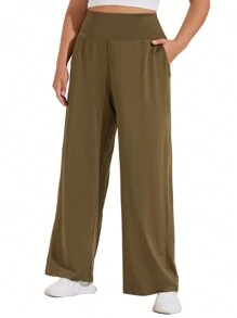 1 件大码宽松直筒柔软快干卡其色运动裤 - 卡其色 - 查看 4