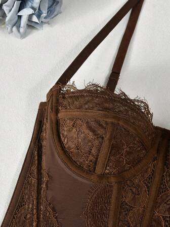 1pc Cute Corset Tops For Women Going Out Lace Mesh Date Night Top Spaghetti Strap Party Club Top