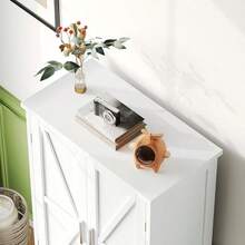 50.4" H Bathroom Storage Cabinet, Modern Floor Cabinet With Adjustable Shelf, Small Pantry With 2 Doors Drawers, Storage Cabinet For Bathroom, Living Room, Kitchen, White KES007WCWG - 白色 - 查看 9