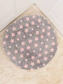 涤纶三角纹舒适毛绒可水洗宠物猫狗圆形窝垫适合中小型犬猫秋冬季居家使用（适合体重10kg以下的猫狗） - 深灰色 - 查看 3