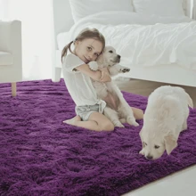 Alfombra Decorativa de Colores Lisos 150 x 200 Cm Sala De Estar Y Dormitorio - Morado Violeta - Ver 2