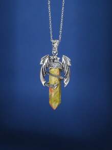 1 Pc Punk Teen Pterosaur Bullet Pendant Necklace Colorful Crystal Bullet Pterosaur Necklace Holiday Jewelry