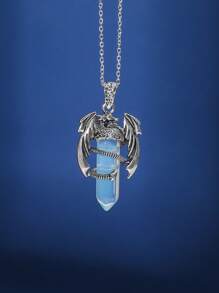 1 Pc Punk Teen Pterosaur Bullet Pendant Necklace Colorful Crystal Bullet Pterosaur Necklace Holiday Jewelry