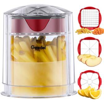 Potato Chipper Chip Cutter, Fast Cutting French Fry Cutter, Fruit Cutter Wedger Easy To Clean, Apple Slicer Cutter For Vegetables And Fruits With 3 Cutters