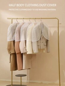 1件/5件/10件/20件衣服防尘罩 居家衣柜挂衣大衣西装防尘罩 PEVA材质 透明 半身防尘罩