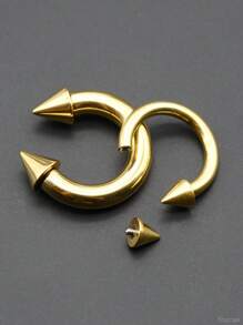 1 sztuka nowy kolczyk punkowy złoty kolor wewnętrznie gwintowany okrągły sztanga piercing stal nierdzewna podkowa pierścień nit waga ucha labret przegroda piercing nos pierścienie męskie tunele do uszu i zatyczki stożek odkręcany płatek piercing biżuteria do uszu 10G ~ 0G duży rozmiar