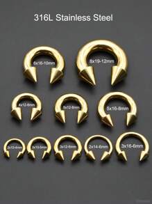 1 sztuka nowy kolczyk punkowy złoty kolor wewnętrznie gwintowany okrągły sztanga piercing stal nierdzewna podkowa pierścień nit waga ucha labret przegroda piercing nos pierścienie męskie tunele do uszu i zatyczki stożek odkręcany płatek piercing biżuteria do uszu 10G ~ 0G duży rozmiar