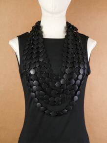 1pc Handmade Multilayer Wooden Bead Necklace, Exaggerated Bohemian Style For Party, Beach, Holiday Usage