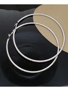 Hoa tai vòng trang trí bằng đá Rhinestone - Thường ngày, đeo hàng ngày - Bạc - Xem 3