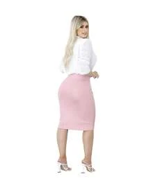 Straight Pencil Skirt With Zipper Waist Social Fashion Evangelical Fashion - Màu hồng gỉ - Xem 3