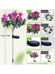 1pc Solar Garden Light, Llawn Light, Solar Flower Light, 42LED Color Light, Waterproof Outdoor Decoration(Christmas Decorations) - Purple - View 12