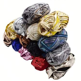 4 Pcs Imitation Leather Cloth Strip Yarn For Crocheting And Knitting - 14.1oz Total, Includes 100g/3.53oz, 33m/36yd Length, 2cm/0.78in Width, Suitable For Bags, Blankets, Cushions, And Carpets - Unique Metallic Colors, Polyester Fiber