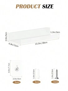 4 件套白色悬浮式壁挂搁板，无需钻孔，2 种尺寸壁挂搁板，用于粘贴浴室的亚克力搁板，无需钻孔的搁板，适用于厨房、浴室、办公室和客厅 - 白色 - 查看 11