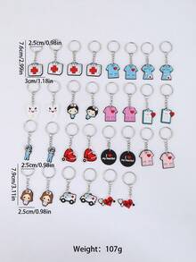 30 móc khóa PVC hoạt hình y tế, thích hợp làm quà tặng tiệc, ngày lễ, quà tặng trở lại trường - Nhiều màu - Xem 2