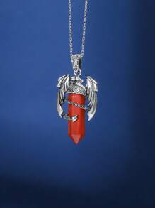 1 Pc Punk Teen Pterosaur Bullet Pendant Necklace Colorful Crystal Bullet Pterosaur Necklace Holiday Jewelry