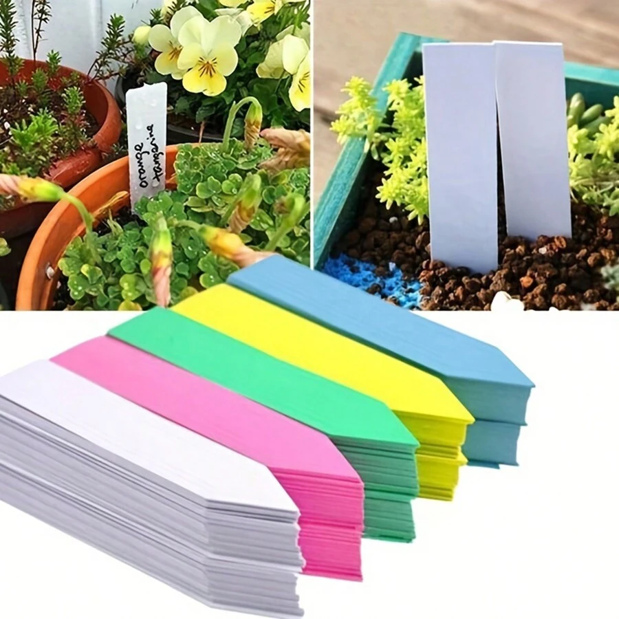 100pcs Durable Waterproof Plant Labels - Reusable Plastic Garden Tags For Flowers And Seeds, Essential Gardening Accessories - Multicolor - View 1