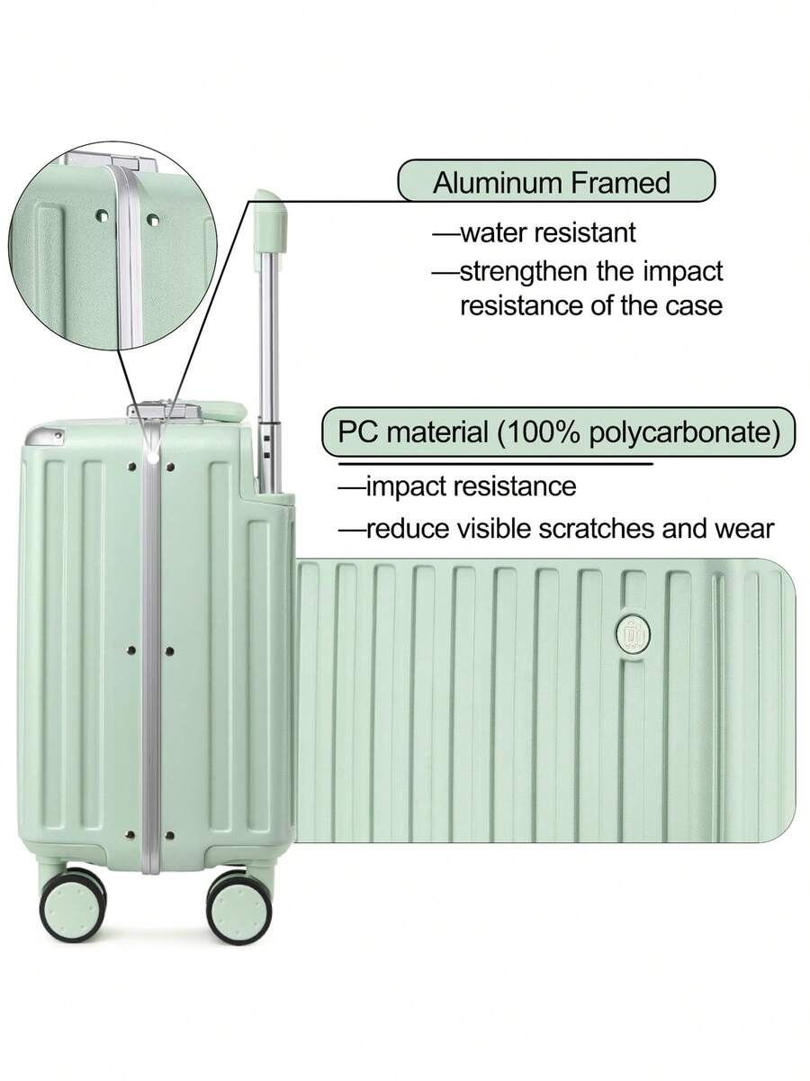 SOMAGO SOAMGO Aluminum Frame 18" Carry On Luggage Wide Handle Suitcase